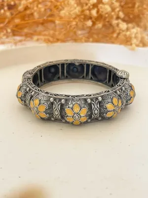 Oxidised Flower Shaped Tribal Bangle