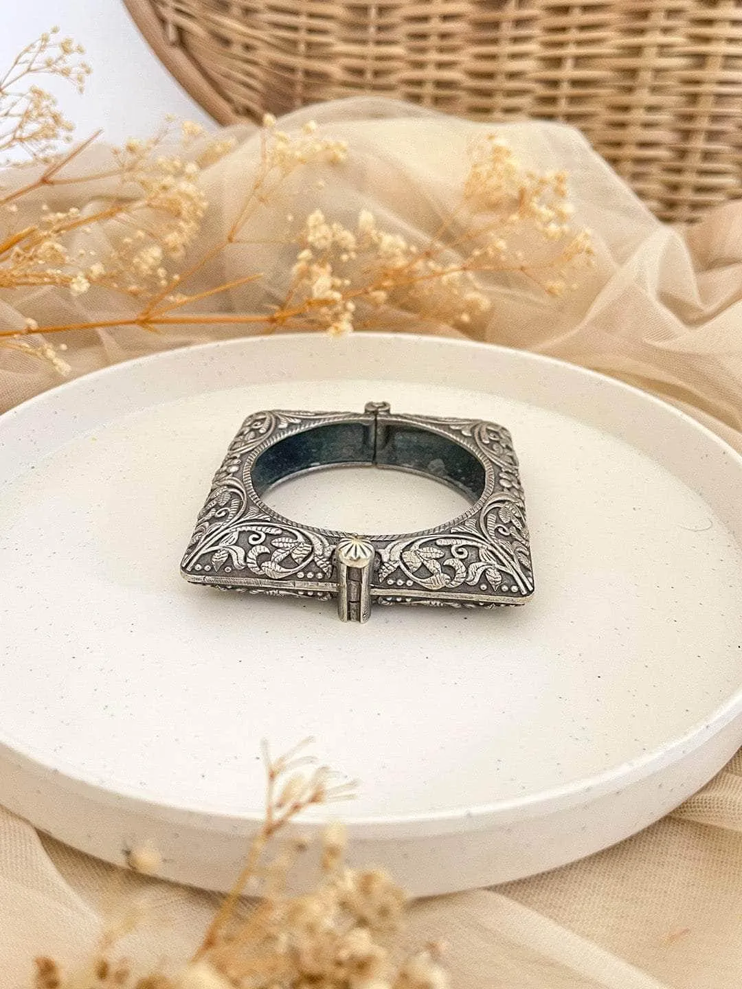 Oxidized Silver Plated Antique Square Bangles