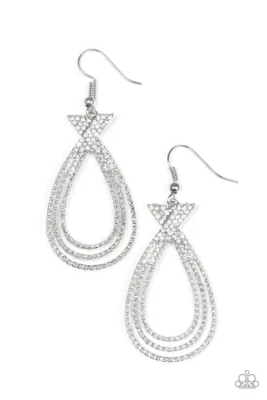 Paparazzi Earring ~ Fair FAME - White