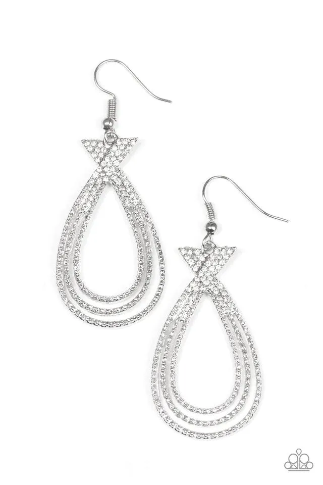 Paparazzi Earring ~ Fair FAME - White