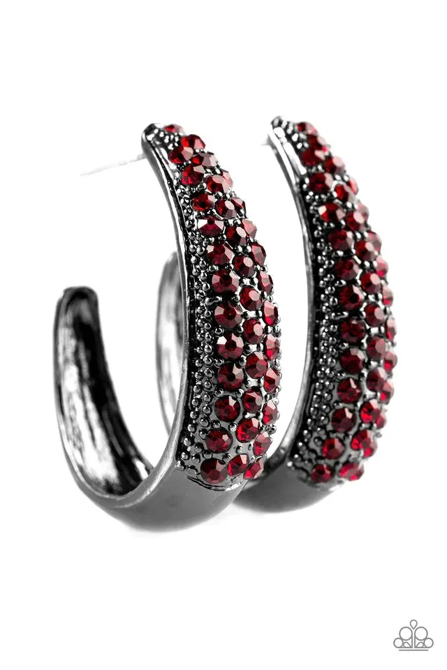 Paparazzi Earring ~ Glitter Jam - Red