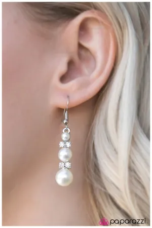 Paparazzi Earring ~ Reception Dinner - White