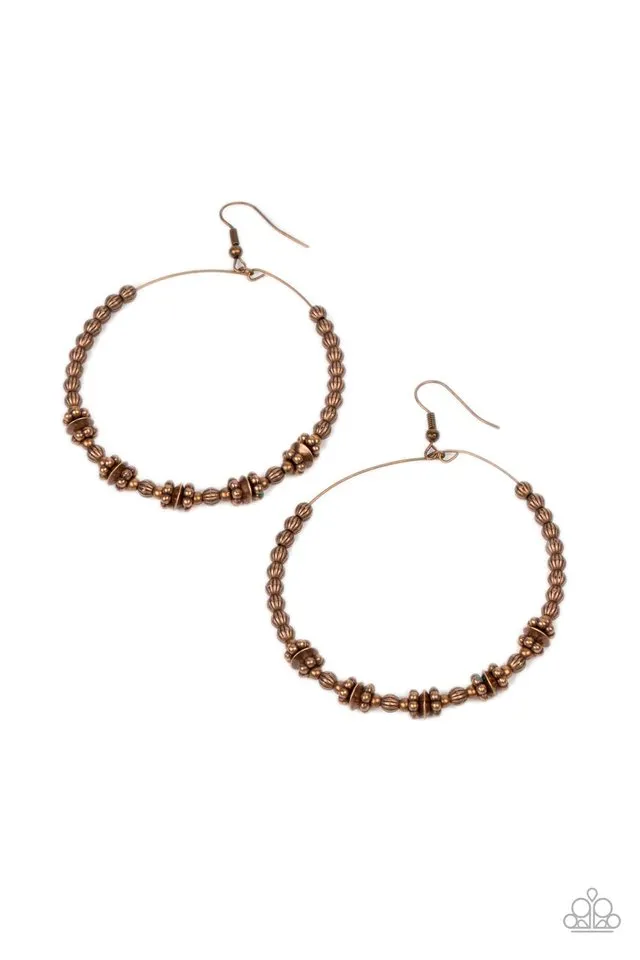 Paparazzi Earring ~ Simple Synchrony - Copper