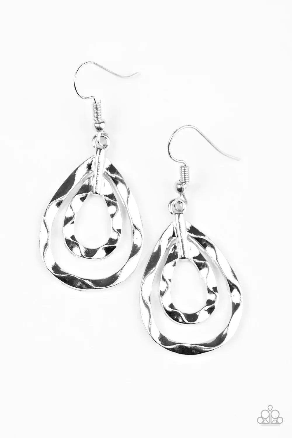 Paparazzi Earring ~ Twinkling Twisters - Silver