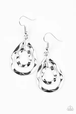 Paparazzi Earring ~ Twinkling Twisters - Silver