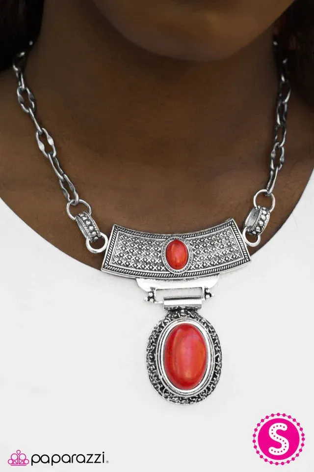 Paparazzi Necklace ~ Dressed to EMPRESS - Red