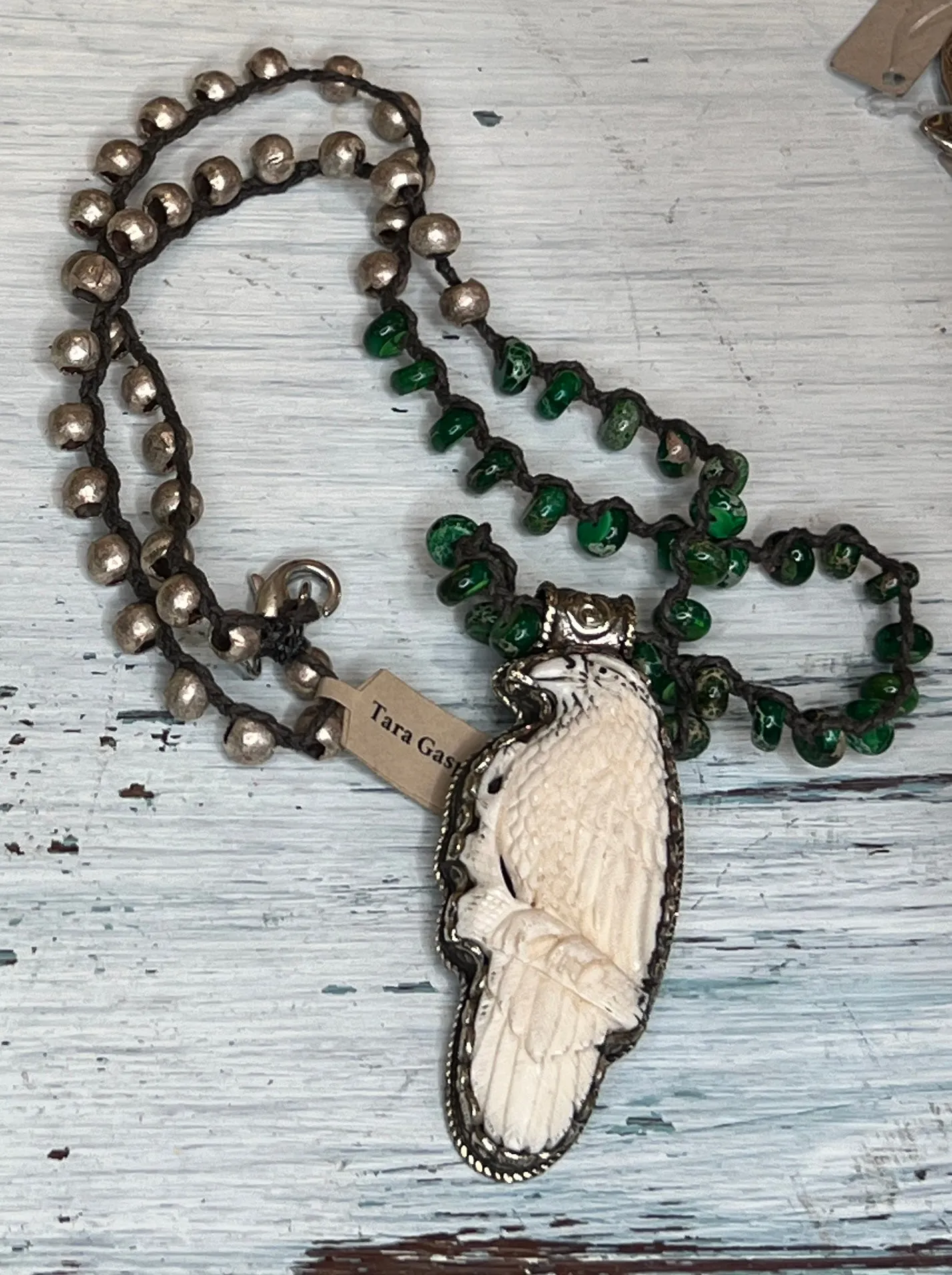 Parrot Carved in Bone Necklace