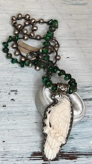 Parrot Carved in Bone Necklace