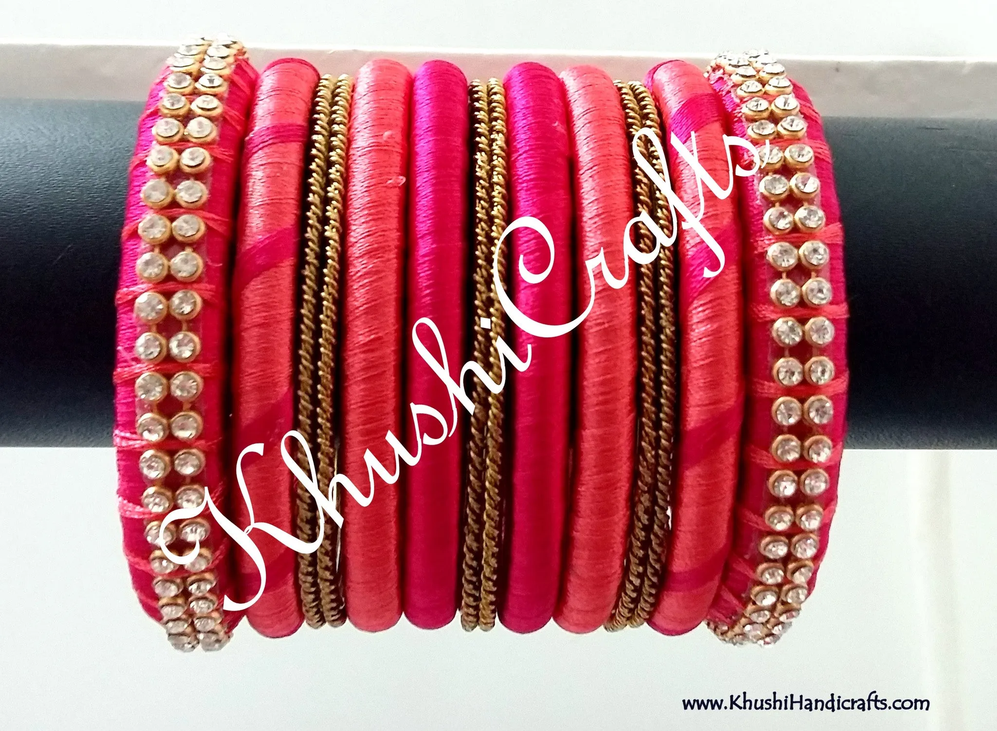 Peach Pink Designer Silk Bangles