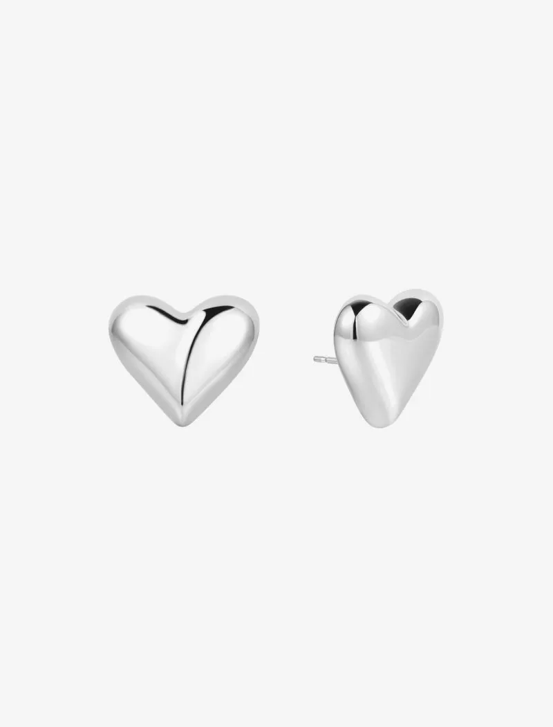 Piece Of My Heart Studs | Silver