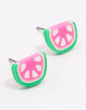 Plastic Watermelon Hoop Earrings