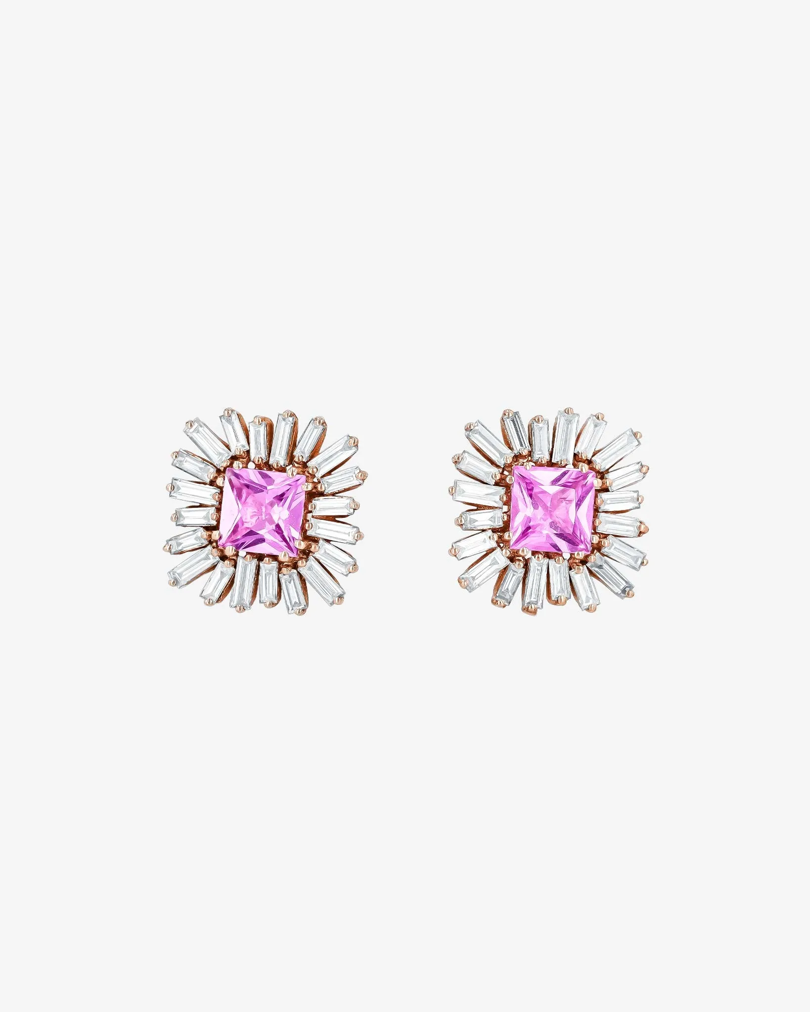 Princess Midi Pink Sapphire Spark Studs