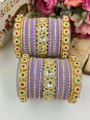 Purple Rajasthani Traditional Bridal Chura Set