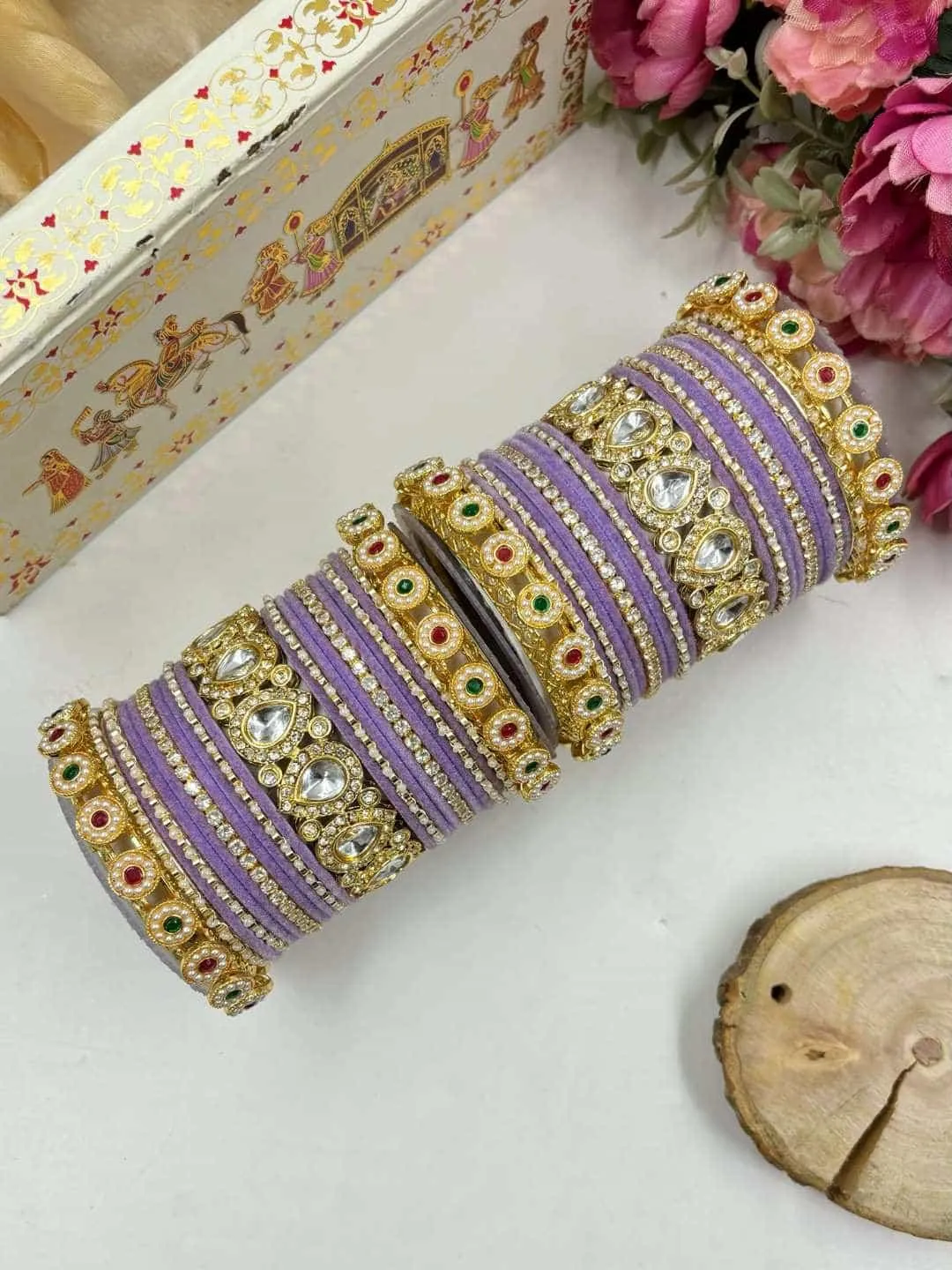 Purple Rajasthani Traditional Bridal Chura Set