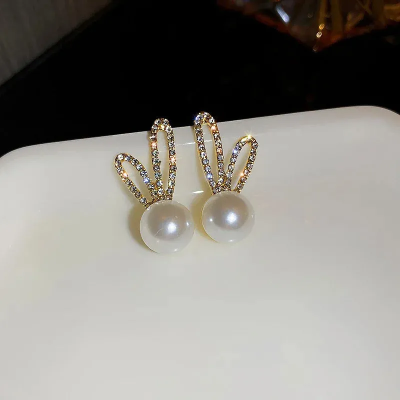 Rabbit ear studs with stones