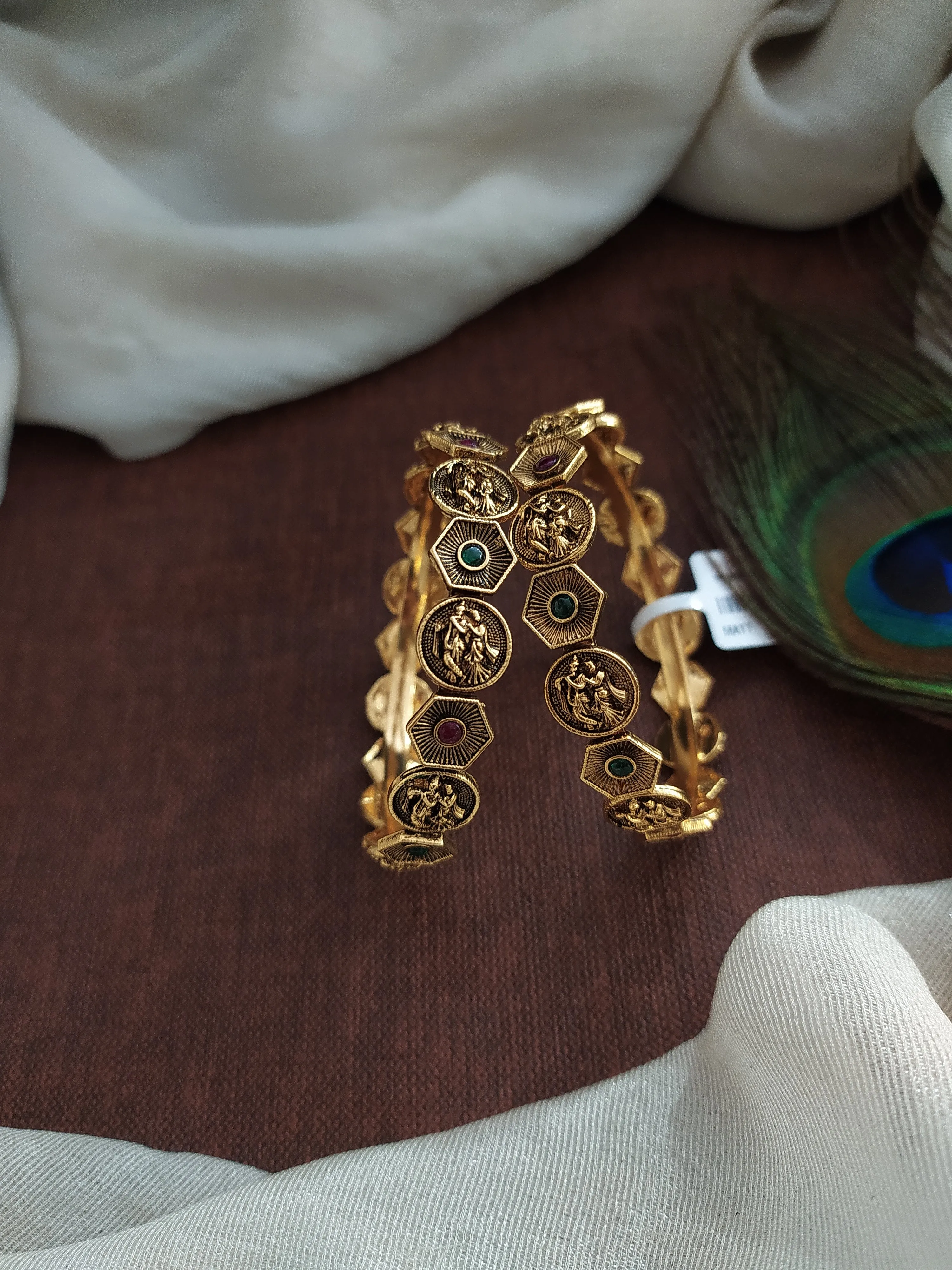 Radhe Krishna On Coin Divine Antique Bangles