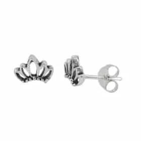 Real silver crown shape earrings