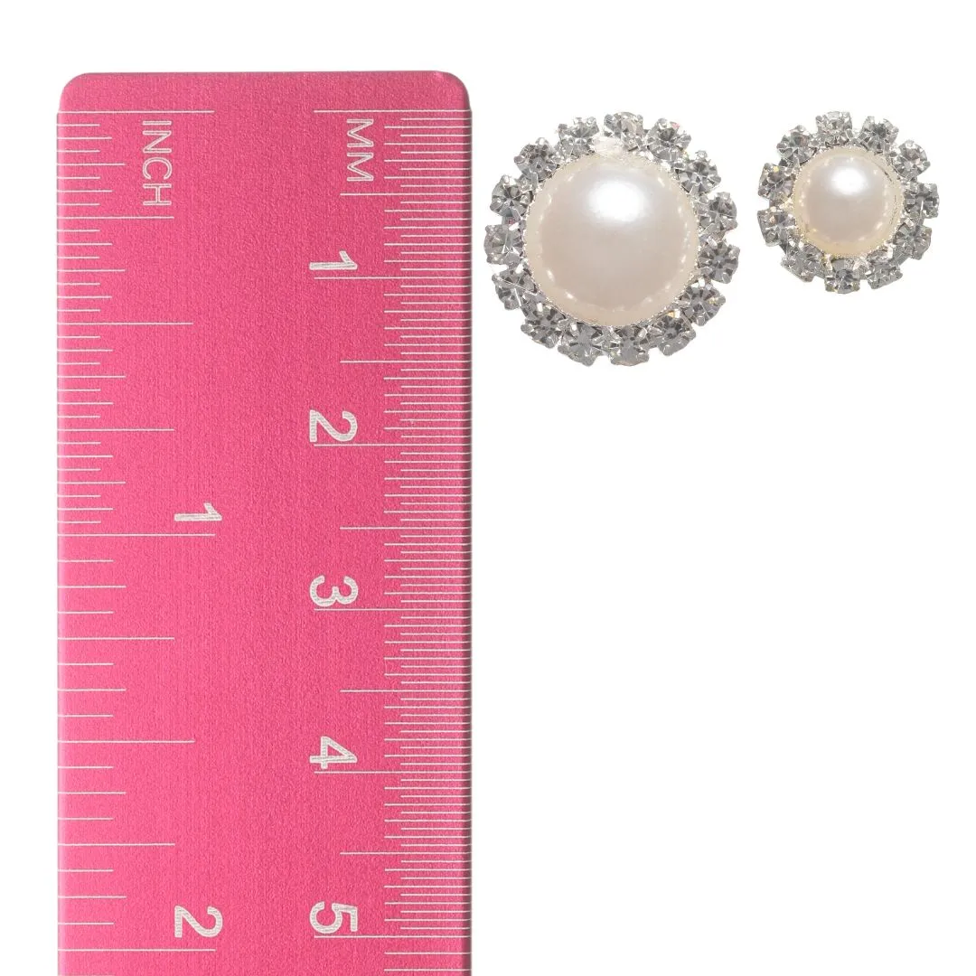 Rhinestone Wrapped Pearl Studs Hypoallergenic Earrings for Sensitive Ears Made with Plastic Posts