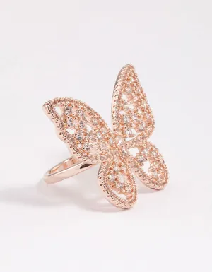 Rose Gold Statement Butterfly Ring