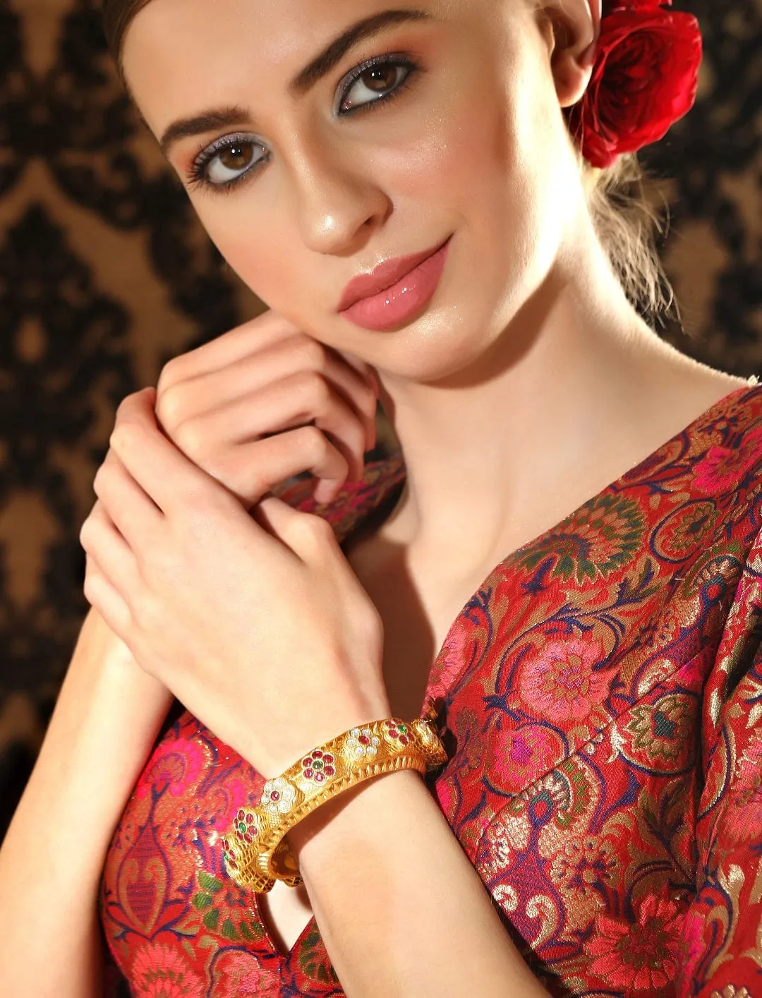 Rubans Luxury Gold Plated Kundan Traditional Bangle