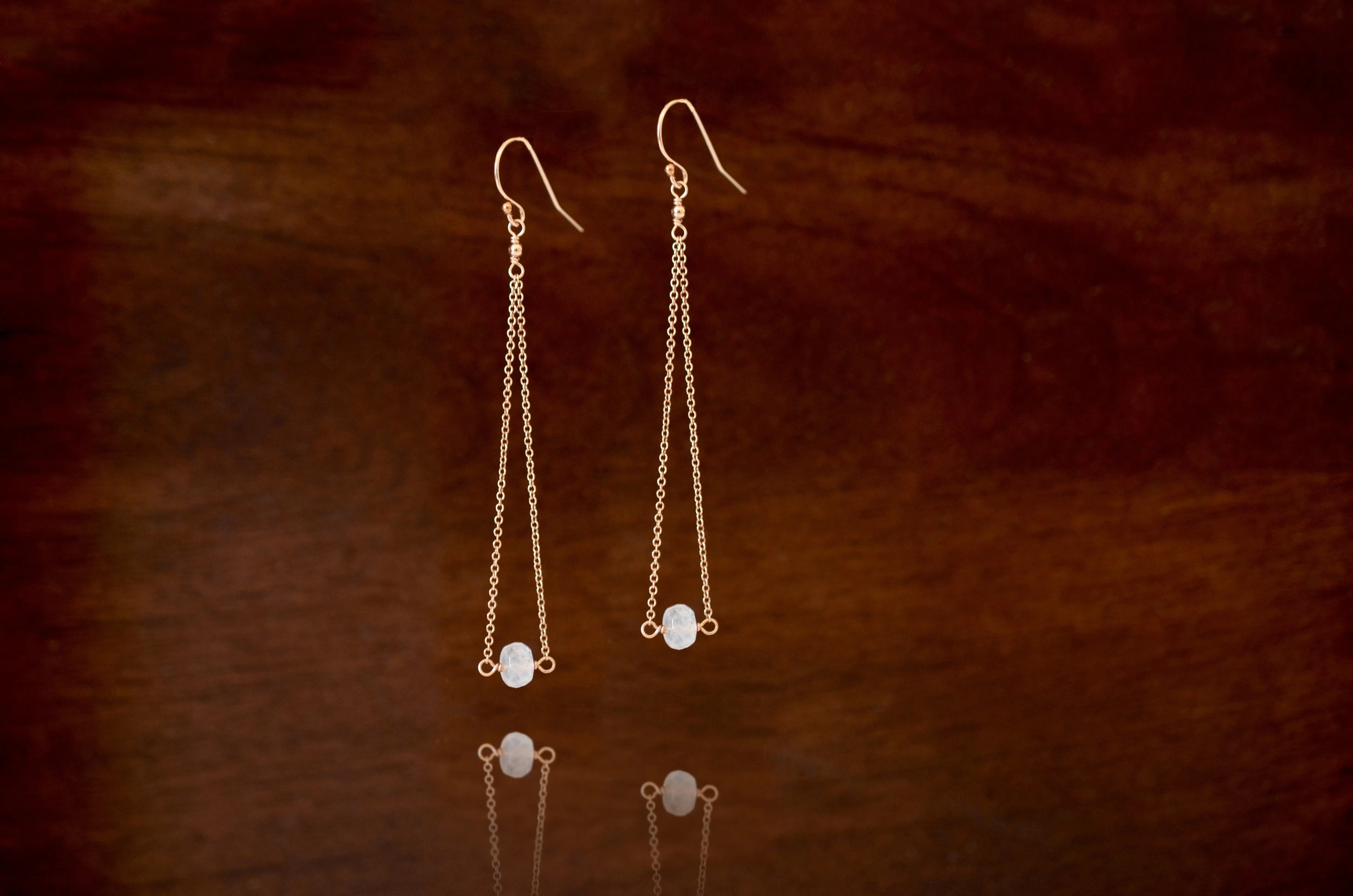 Salem - Moonstone, 14k Rose Gold Filled Earrings