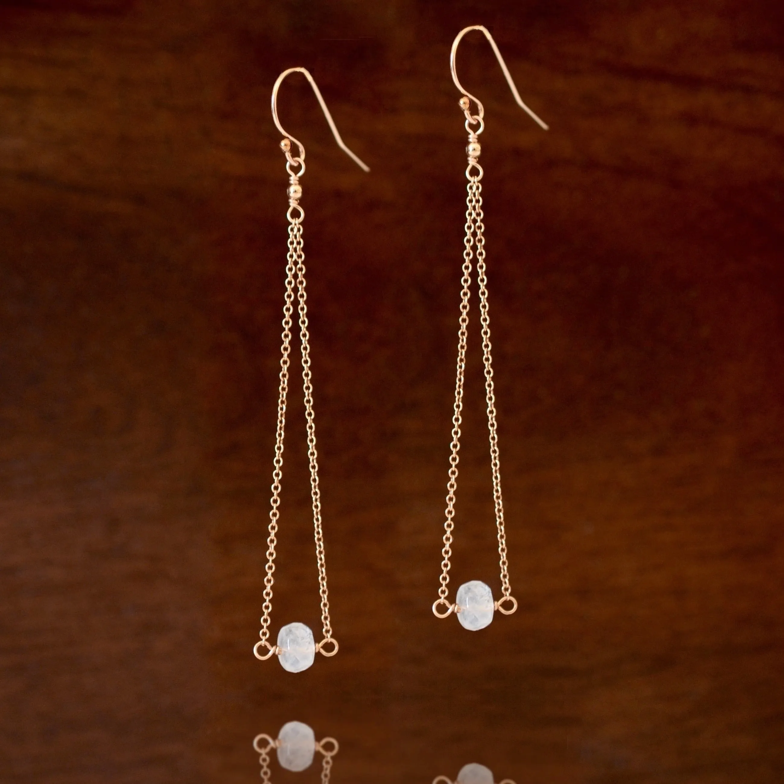 Salem - Moonstone, 14k Rose Gold Filled Earrings