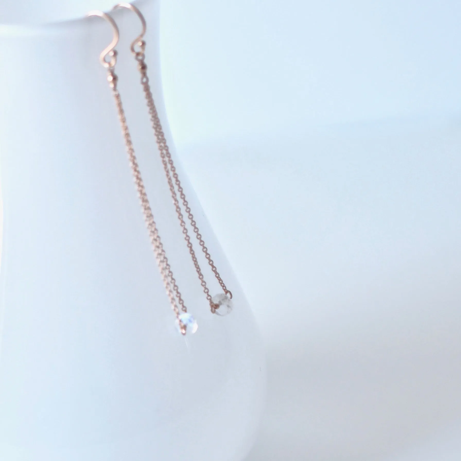 Salem - Moonstone, 14k Rose Gold Filled Earrings