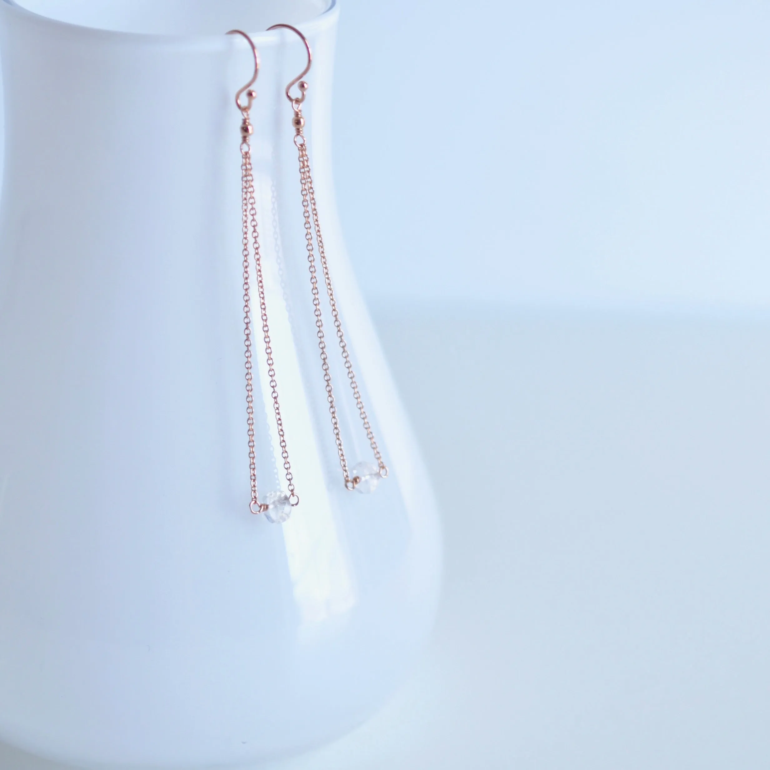 Salem - Moonstone, 14k Rose Gold Filled Earrings