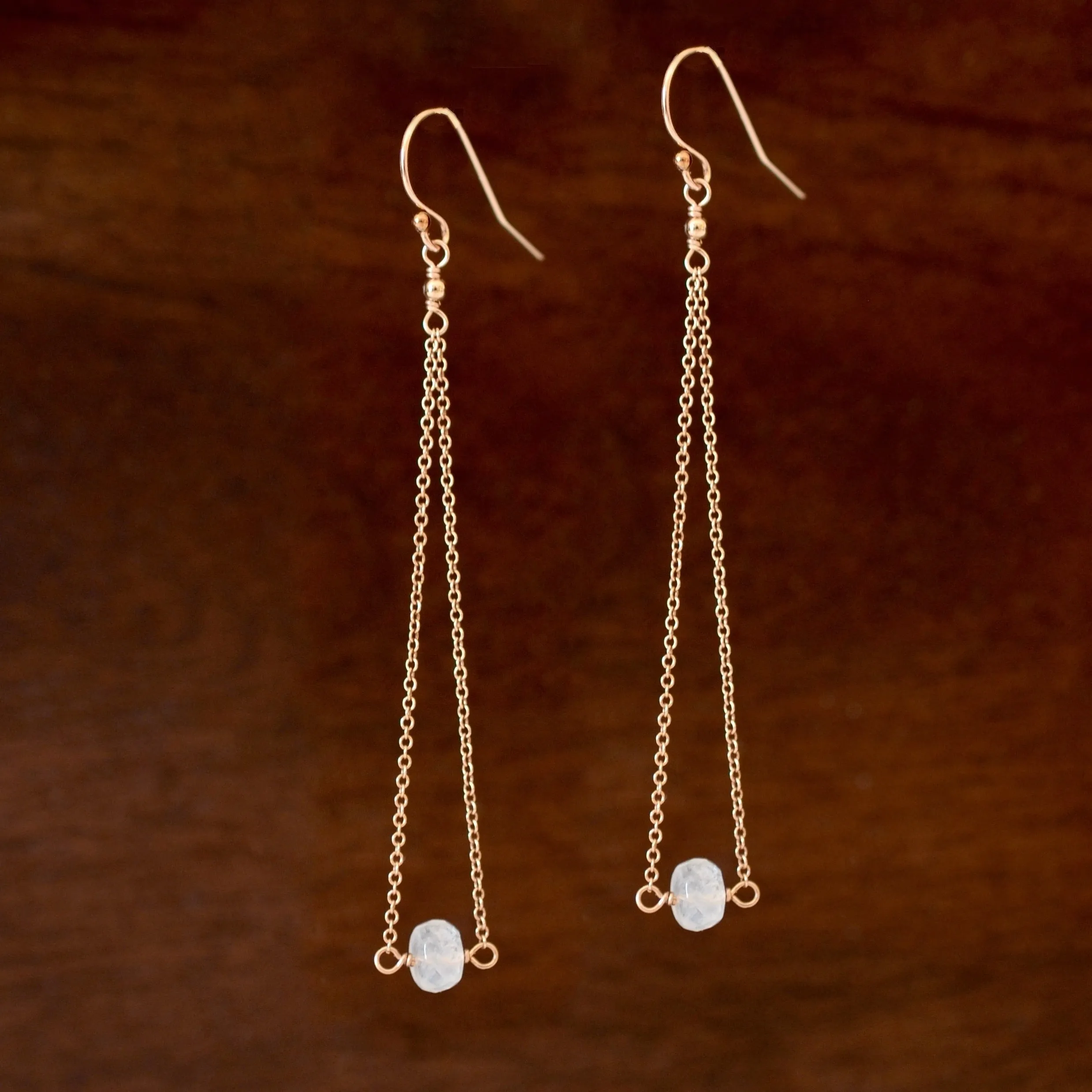 Salem - Moonstone, 14k Rose Gold Filled Earrings