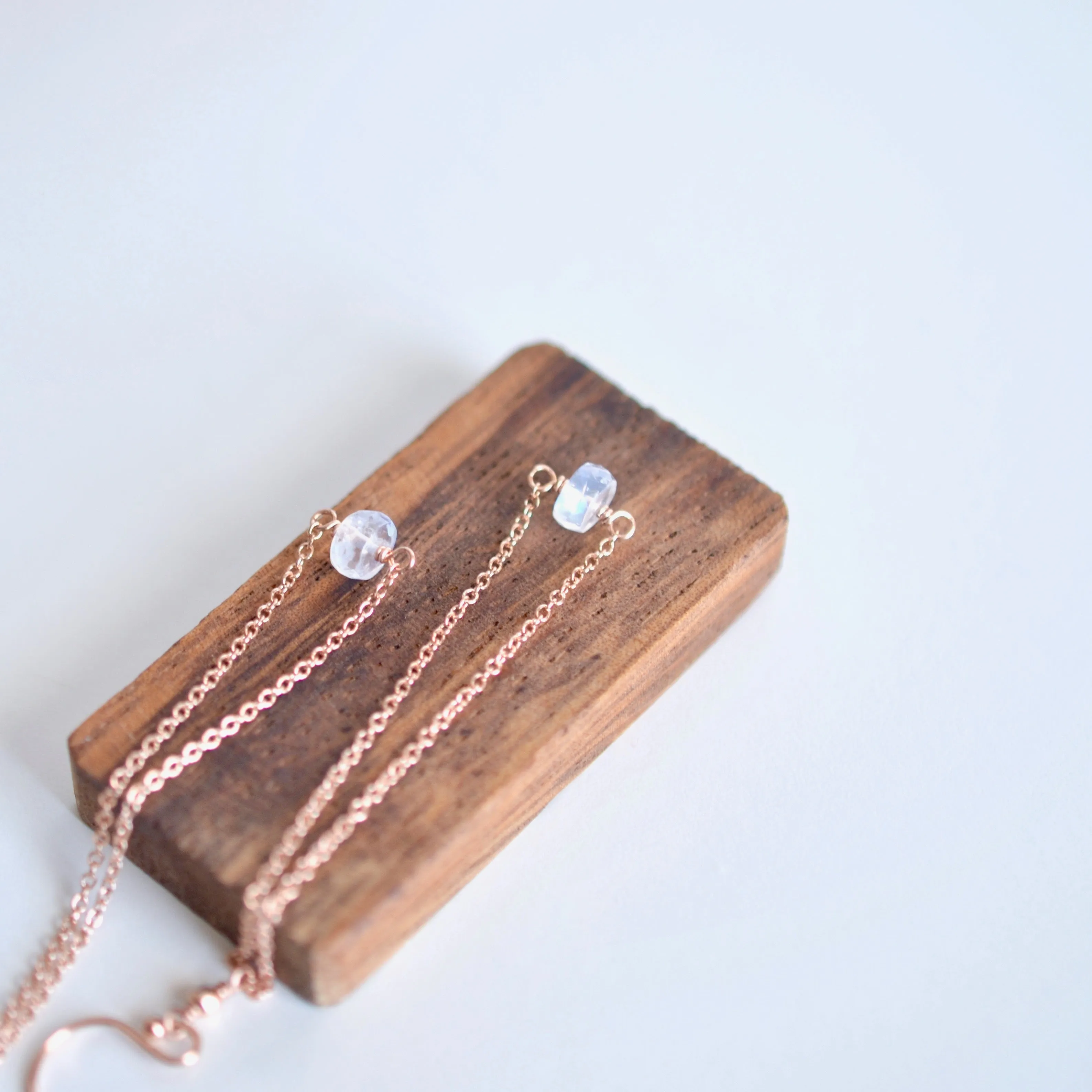 Salem - Moonstone, 14k Rose Gold Filled Earrings