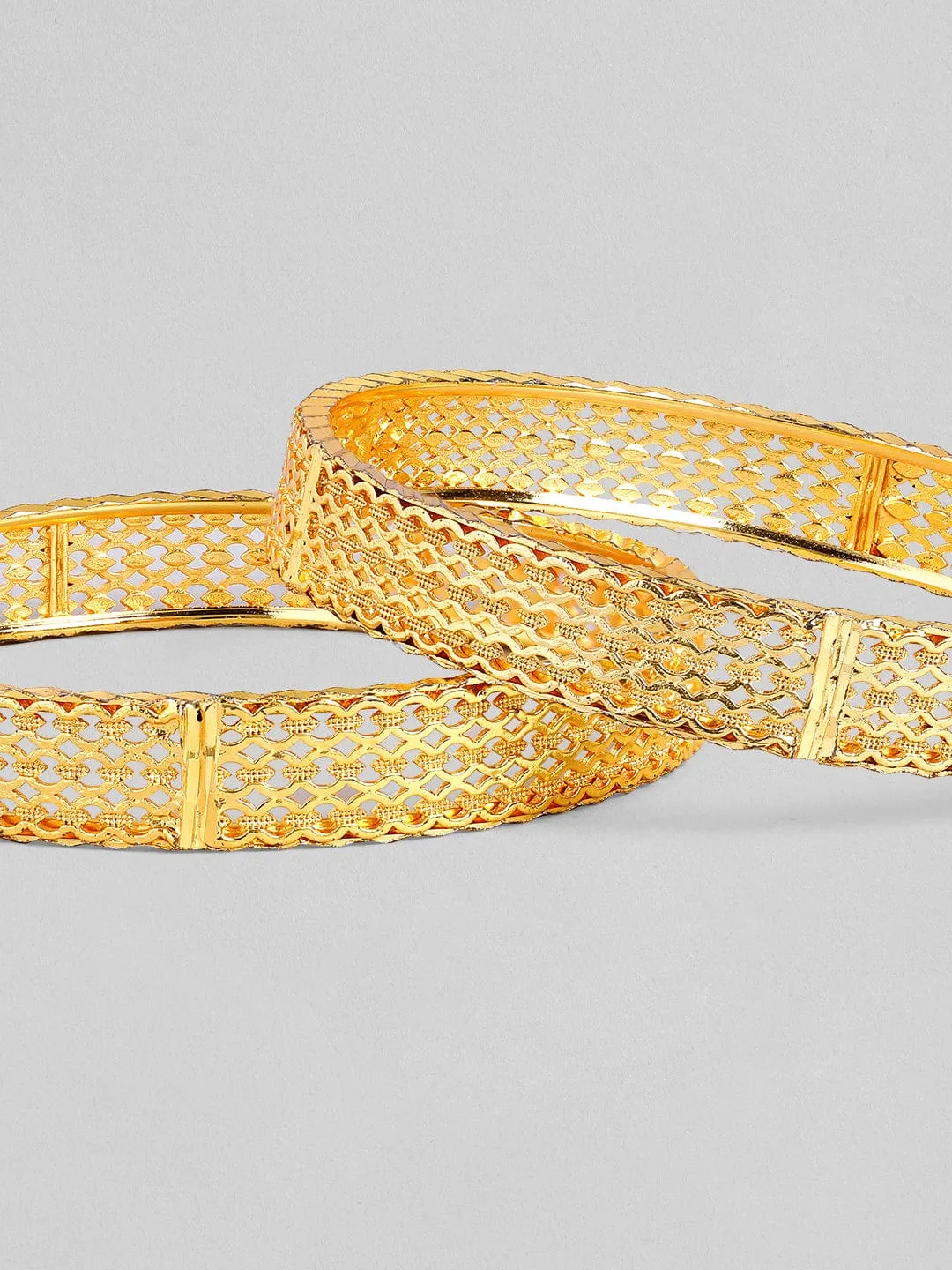 Set of 2 22K Gold-Plated Intricate Design Traditional Bangles