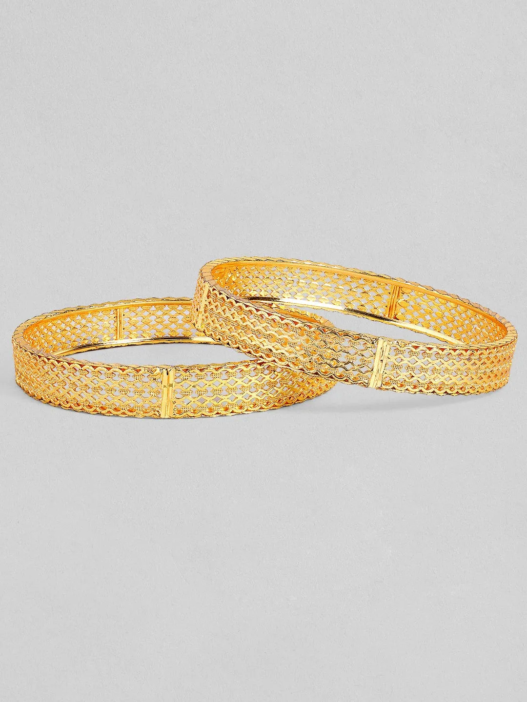 Set of 2 22K Gold-Plated Intricate Design Traditional Bangles