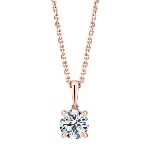 Signature Simulant Diamond 0.70 carat* round brilliant solitaire pendant in 14 carat rose gold