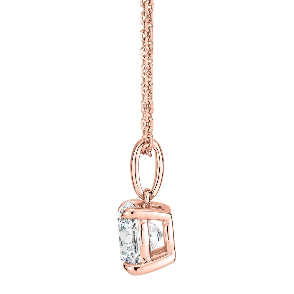 Signature Simulant Diamond 1.00 carat* round brilliant solitaire pendant in 14 carat rose gold