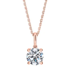 Signature Simulant Diamond 1.00 carat* round brilliant solitaire pendant in 14 carat rose gold