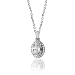 Silver & Co Oval Halo Pendant with 925 Silver Chain SPG0025CZ