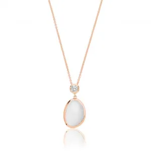 Silver & Co Rose Gold Plated White Moon Stone Cubic Zirconia Pendant SPG0075R