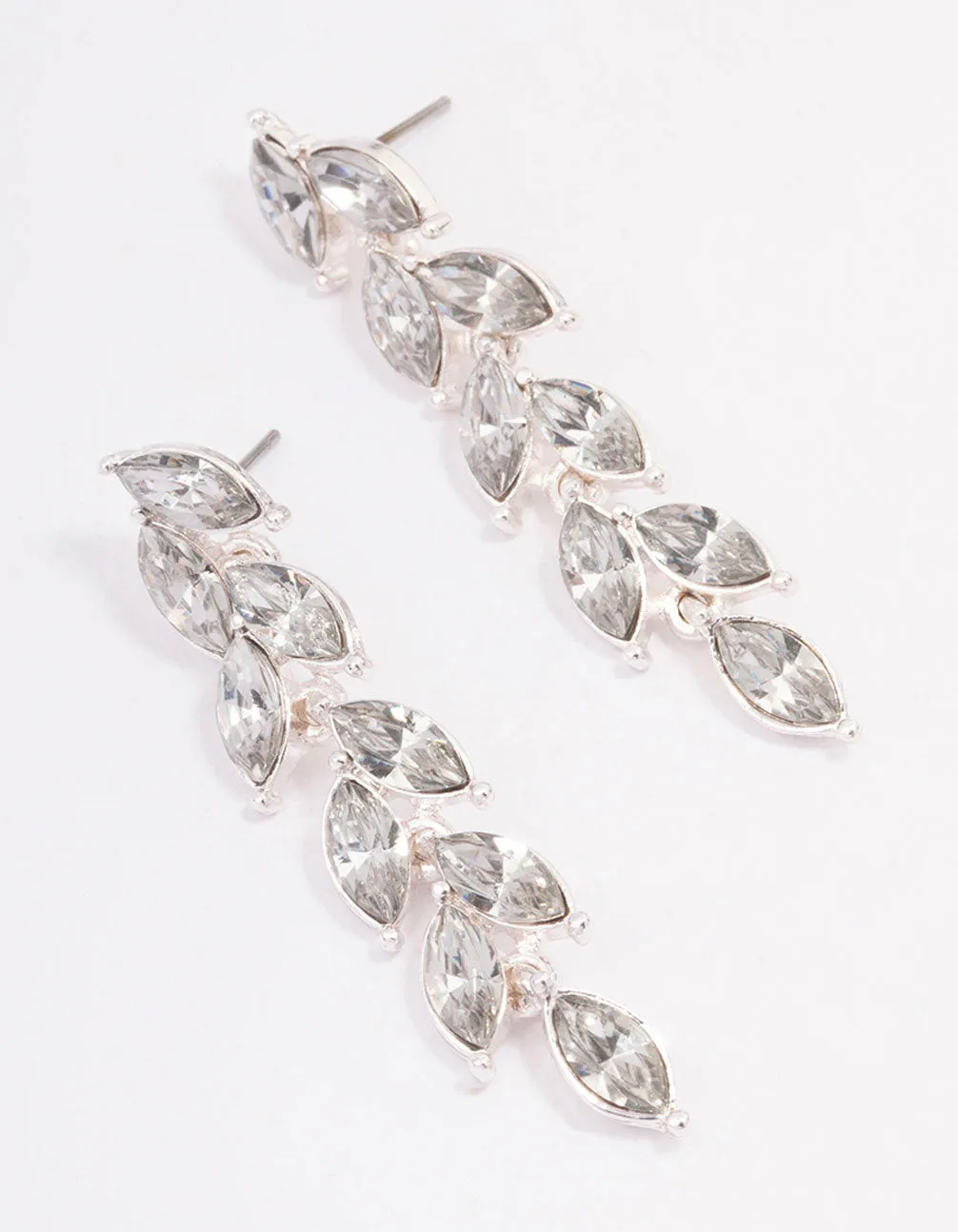 Silver Diamante Vine Drop Earrings