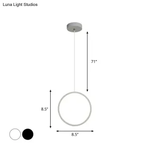 Simple Black/White LED Pendulum Light - Bedside Pendant with Acrylic Shade in Warm/White Light