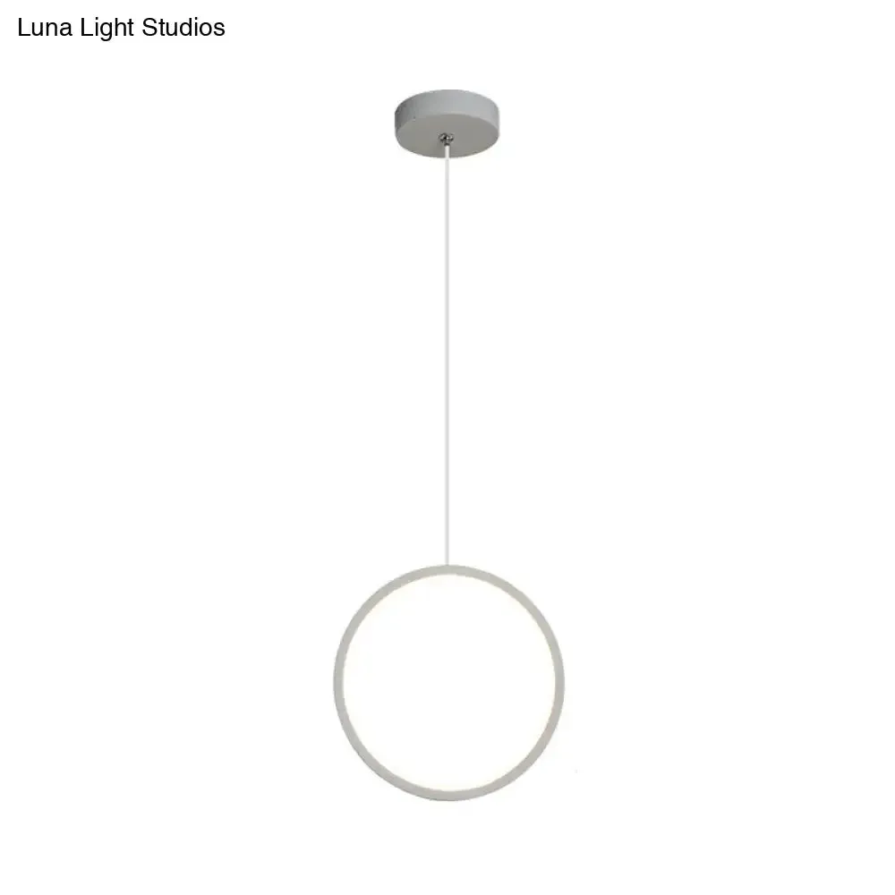 Simple Black/White LED Pendulum Light - Bedside Pendant with Acrylic Shade in Warm/White Light