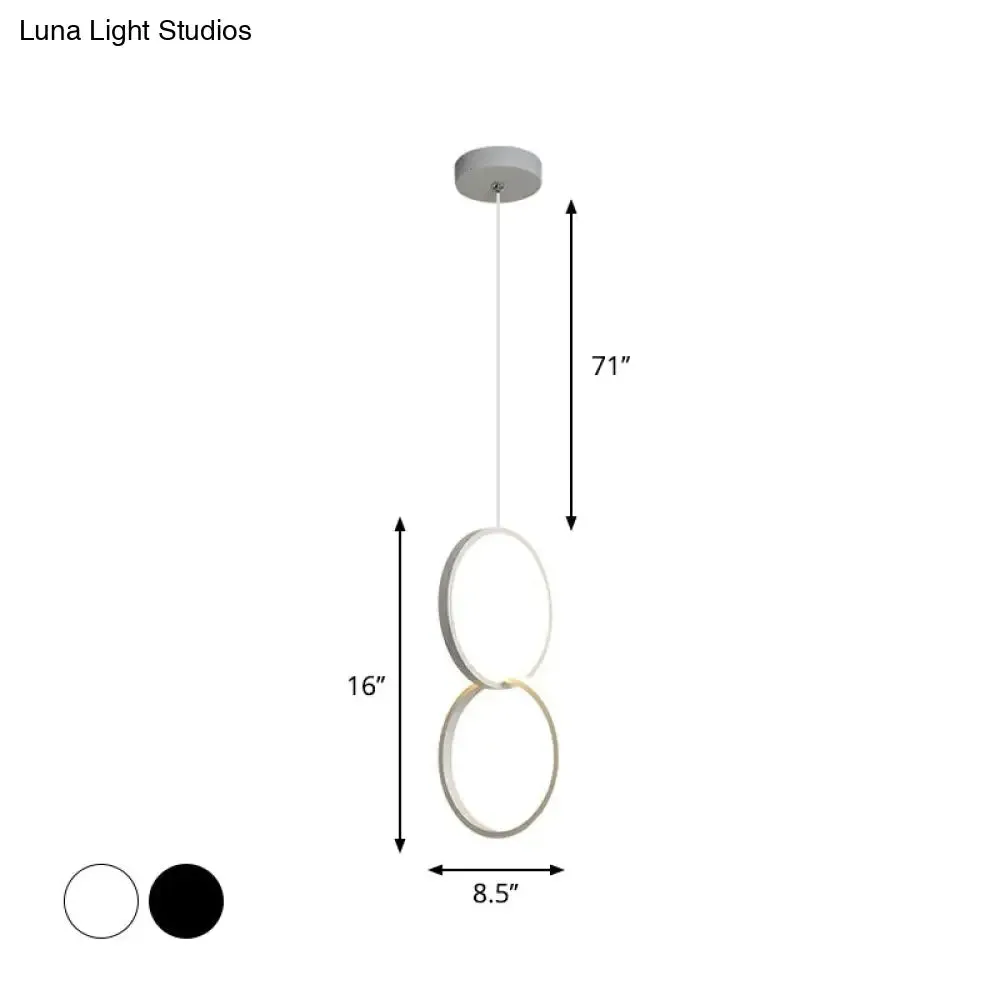 Simple Black/White LED Pendulum Light - Bedside Pendant with Acrylic Shade in Warm/White Light