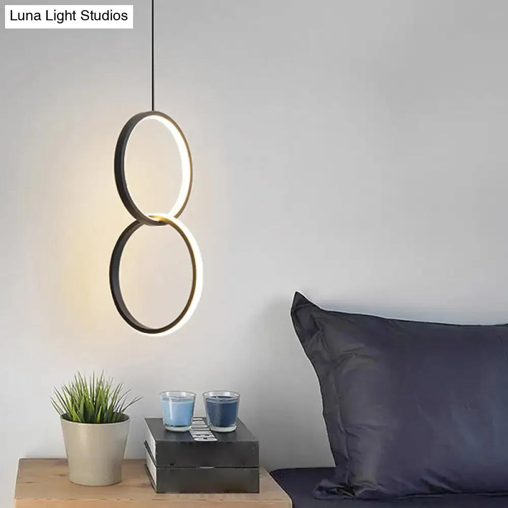 Simple Black/White LED Pendulum Light - Bedside Pendant with Acrylic Shade in Warm/White Light