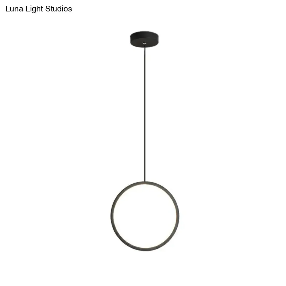 Simple Black/White LED Pendulum Light - Bedside Pendant with Acrylic Shade in Warm/White Light