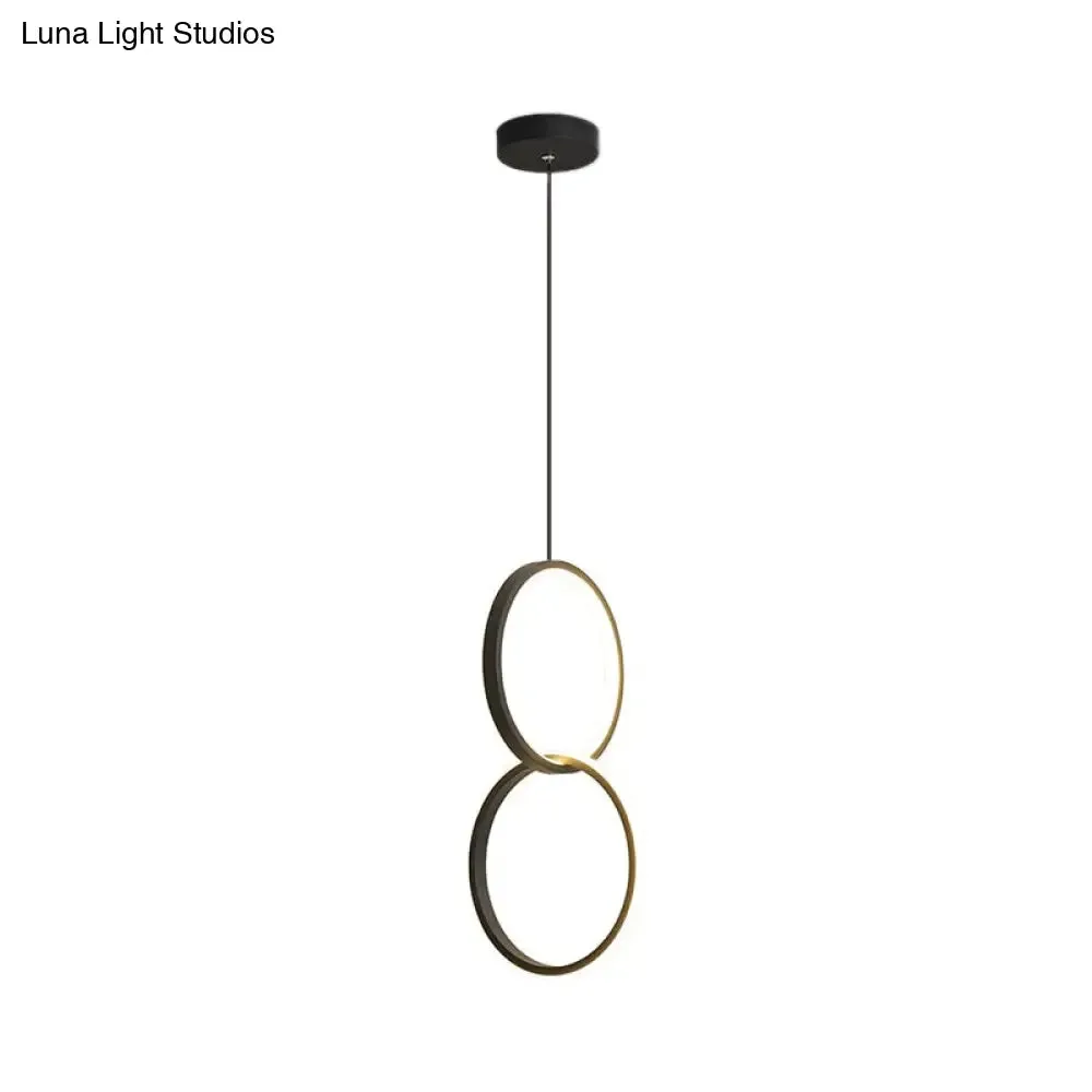 Simple Black/White LED Pendulum Light - Bedside Pendant with Acrylic Shade in Warm/White Light