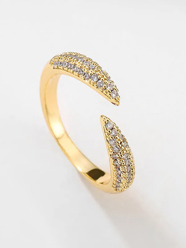 Simple Casual Zircon Adjustable Ring