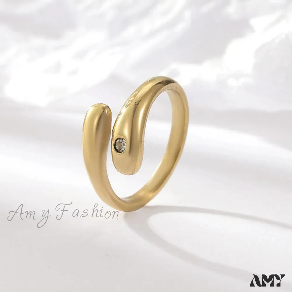 Simple Diamond Studded Gold Plating Rings