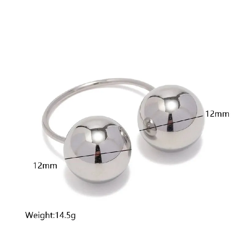 Simple Style Ball Stainless Steel Open Rings