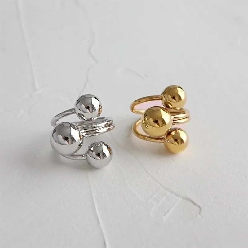 Simple Style Ball Stainless Steel Open Rings