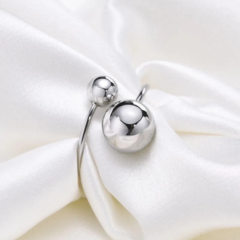 Simple Style Ball Stainless Steel Open Rings