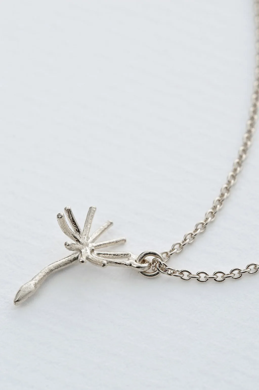 Single Dandelion Fluff Necklace Silver